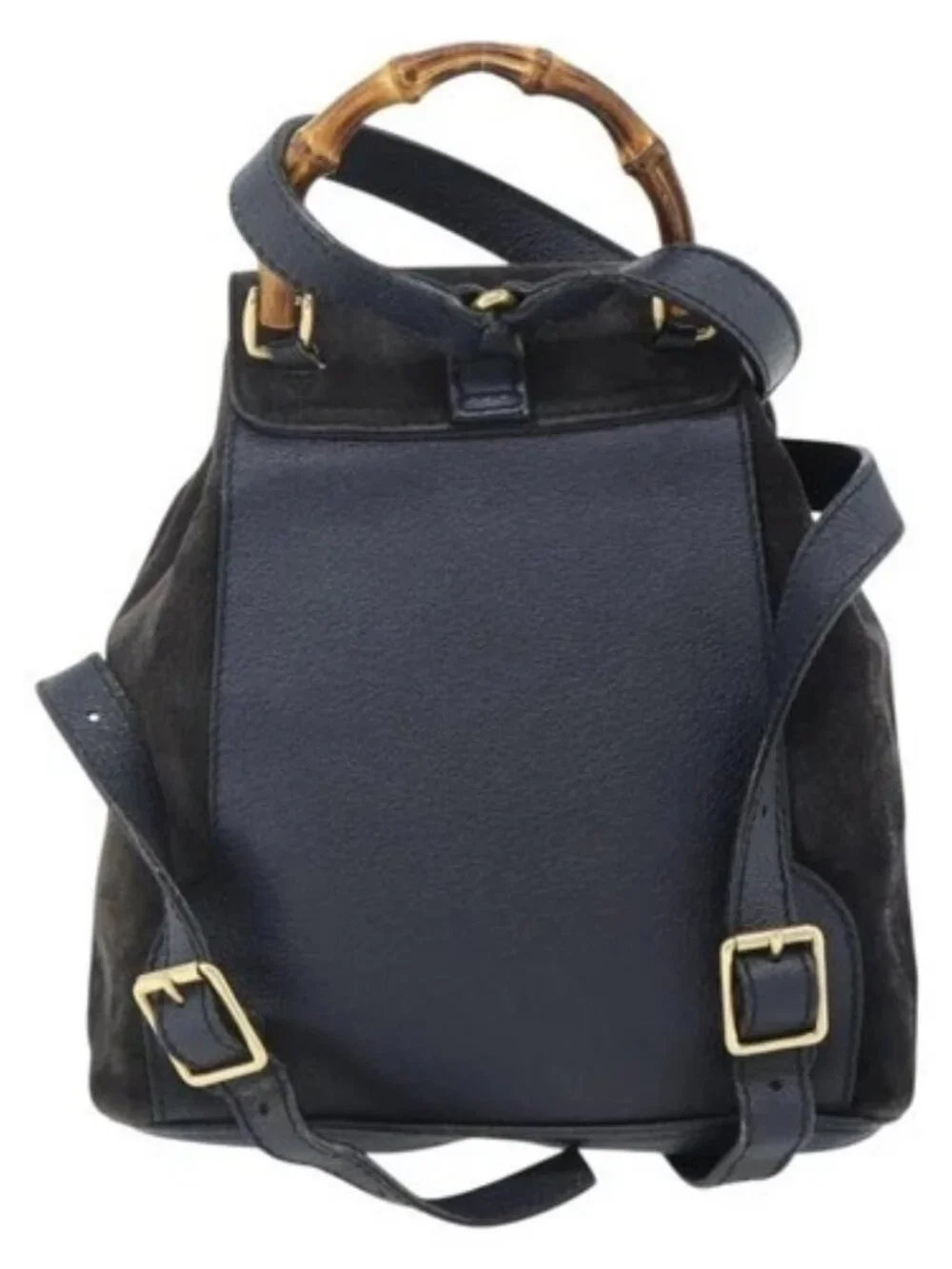 GUCCI Bamboo Backpack Suede Black Gold Auth ep14563